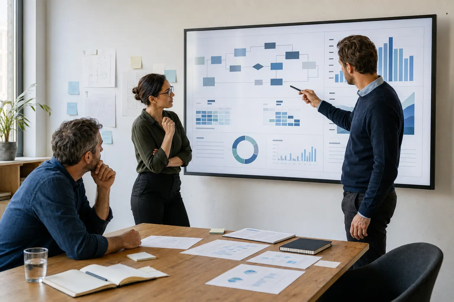 Consulting team jointly analyses trade processes and digital metrics