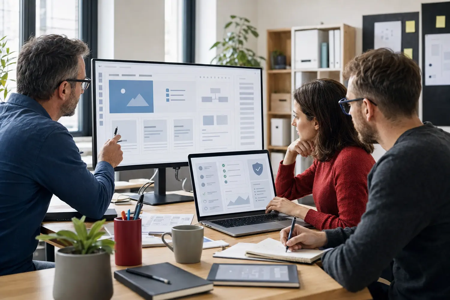 Editorial team plans content and page structure for a WordPress corporate website